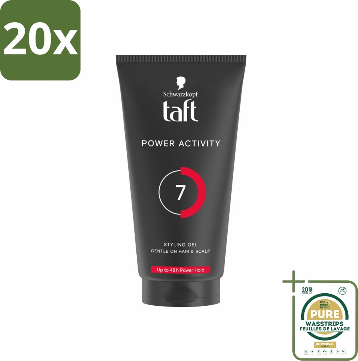 20 x Taft - Power Activity 7 - Styling Gel - Energieke styling - 150 ml - Grootverpakking - Styling Gel - Sweat-proof Gel - Actieve Styling - Sterke Hold - Vegan Styling Gel