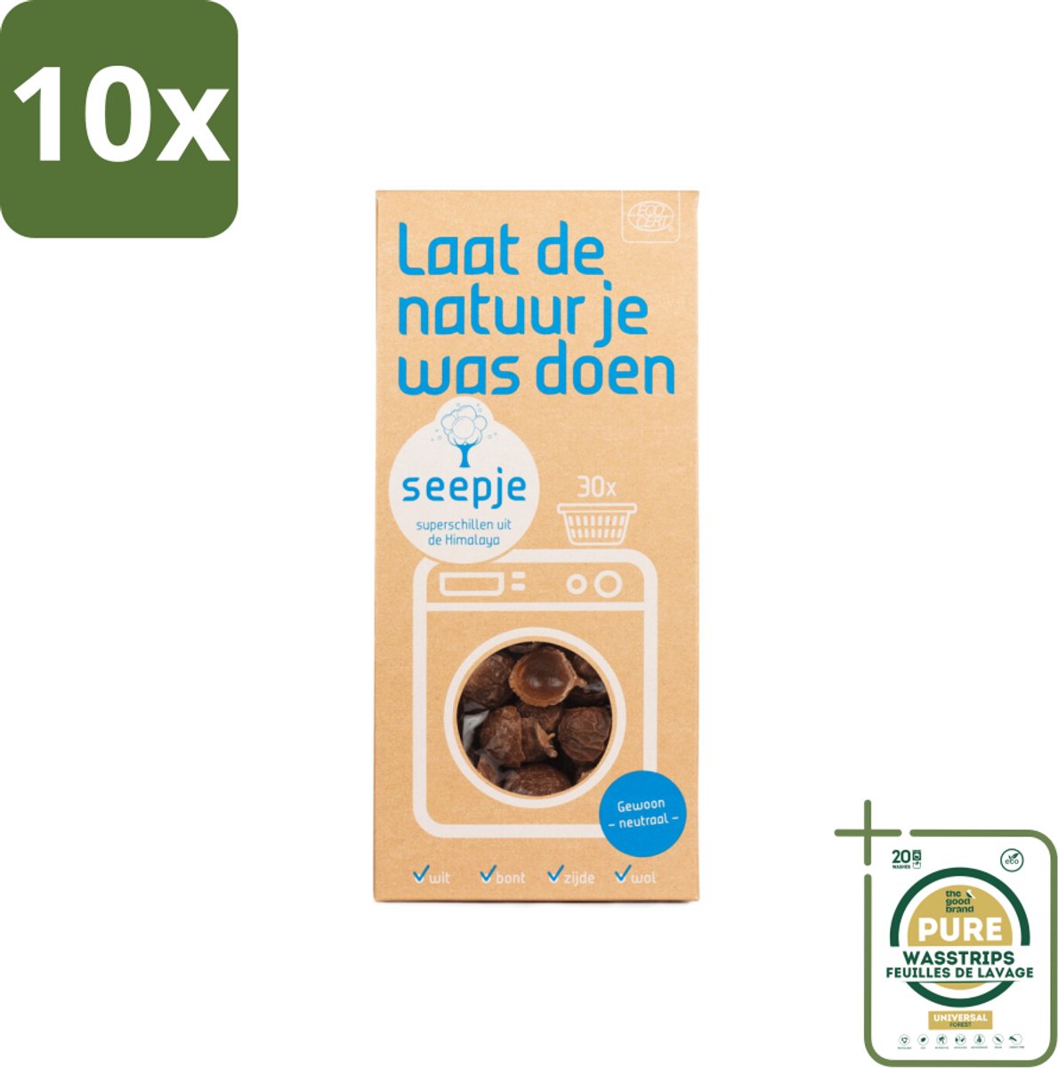 10 x Seepje - Wasmiddel - Milieuvriendelijk & Zeer Zacht - 'Gewoon neutraal' - 150 gr - Grootverpakking - Natuurlijk Wasmiddel - Milieuvriendelijk Wasmiddel - Zacht Wasmiddel - Saponine Wasmiddel - Gevoelige Huid