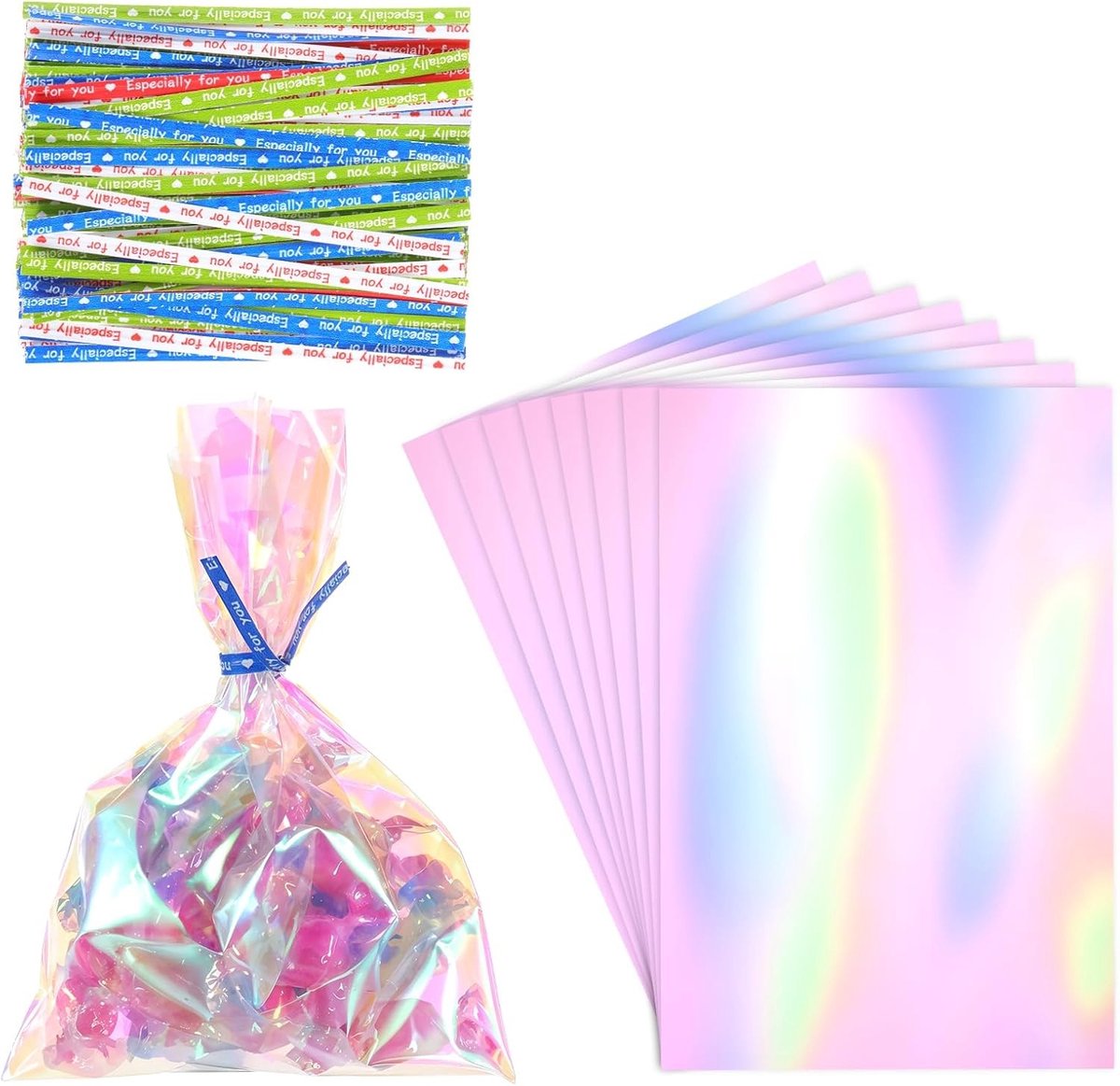 Cellofaanzakjes - Holografisch - 15 x 10 cm - Herbruikbare Geschenkzakjes voor Snoep en Cadeaus
