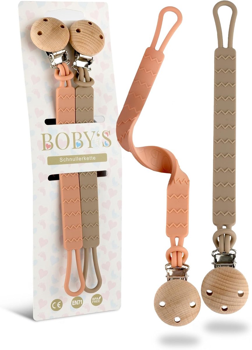 BOBY´S Fopspeenketting van siliconen, 2 stuks fopspeenkettingen voor jongens en meisjes, eendelige siliconen - ShopVlot