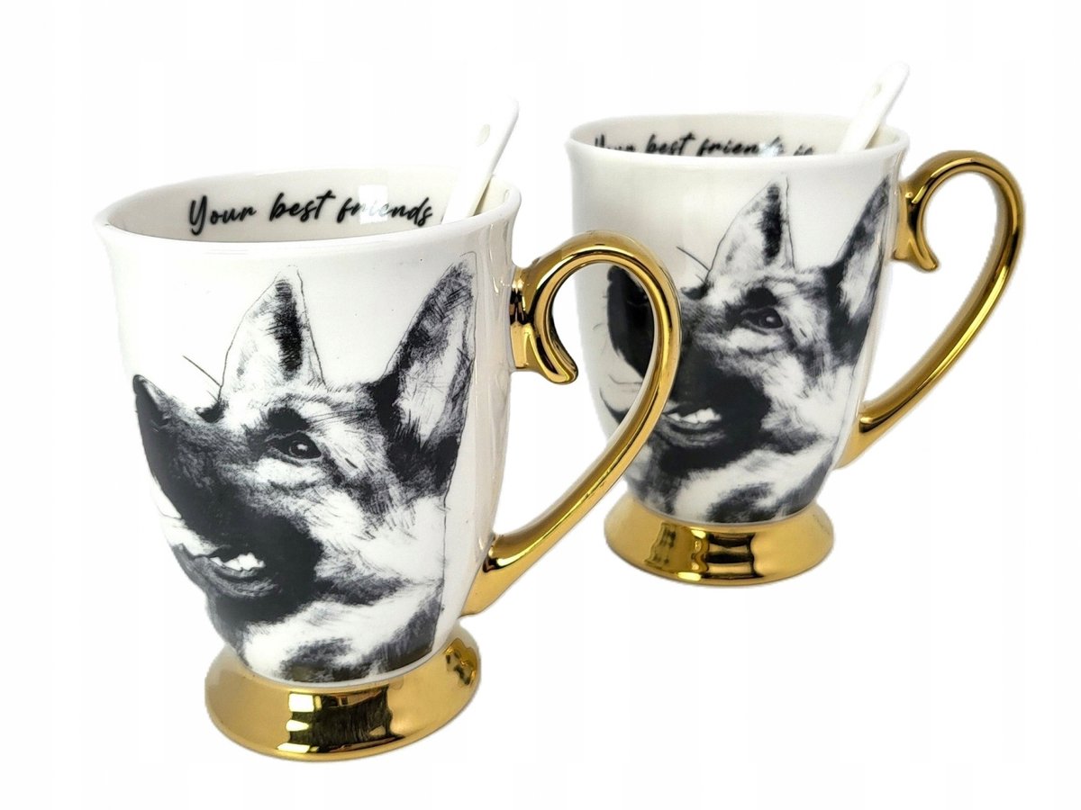 Set van 2 Porseleinen Mokken met Duitse Herder & Gouda accenten - 310ml
