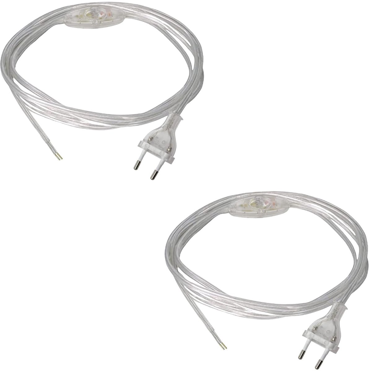 Power cable with plug and switch, 1.5 m, cable length from plug to switch 100 cm, switch to the free end 50 cm - ShopVlot