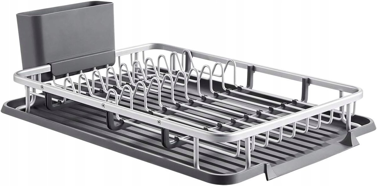 Aluminium Afdruiprek met Bestekhouder - Compact en Roestvrij