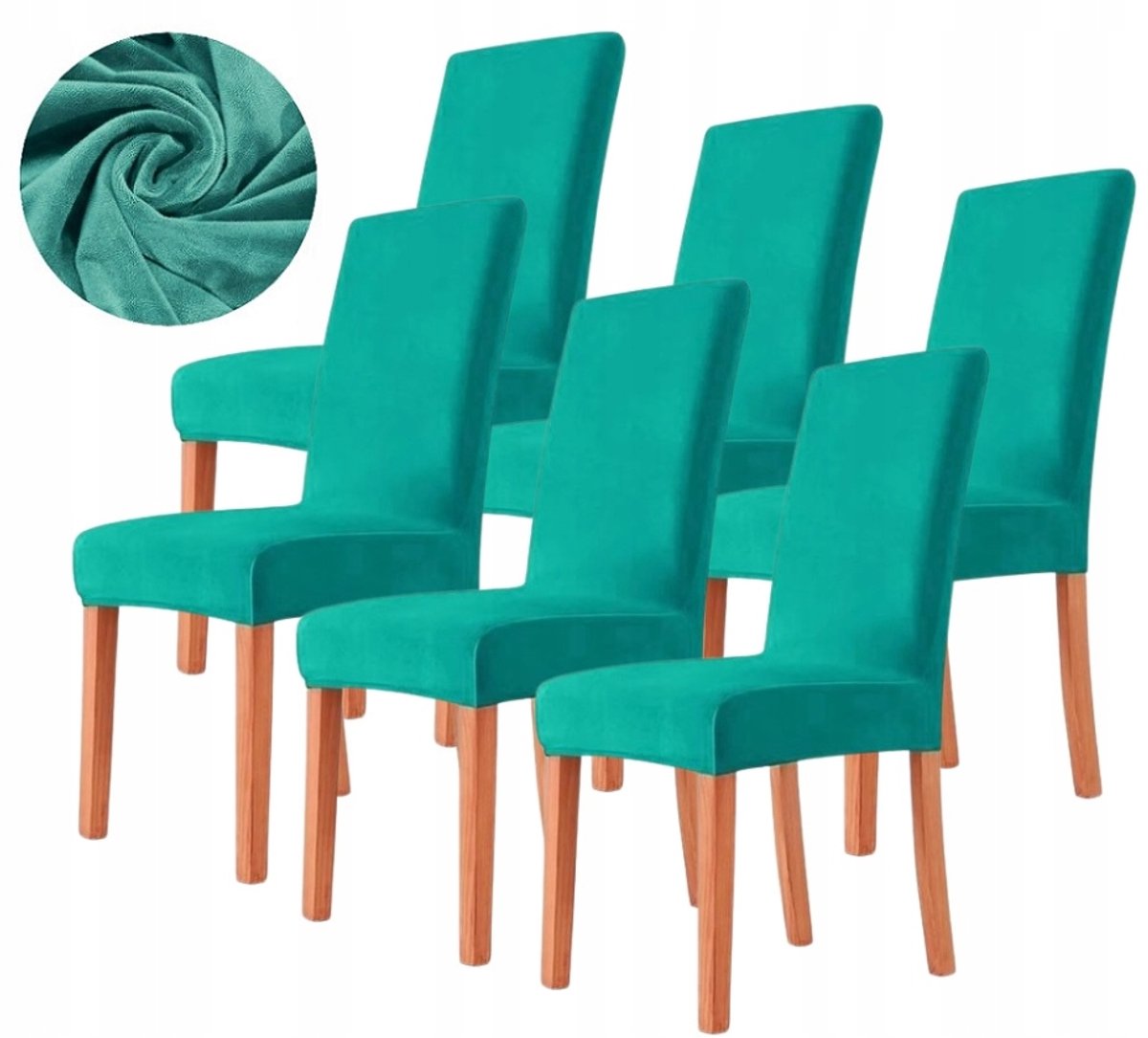 Set van 6 Luxe Velours Stoelhoezen - Elastisch & Zacht