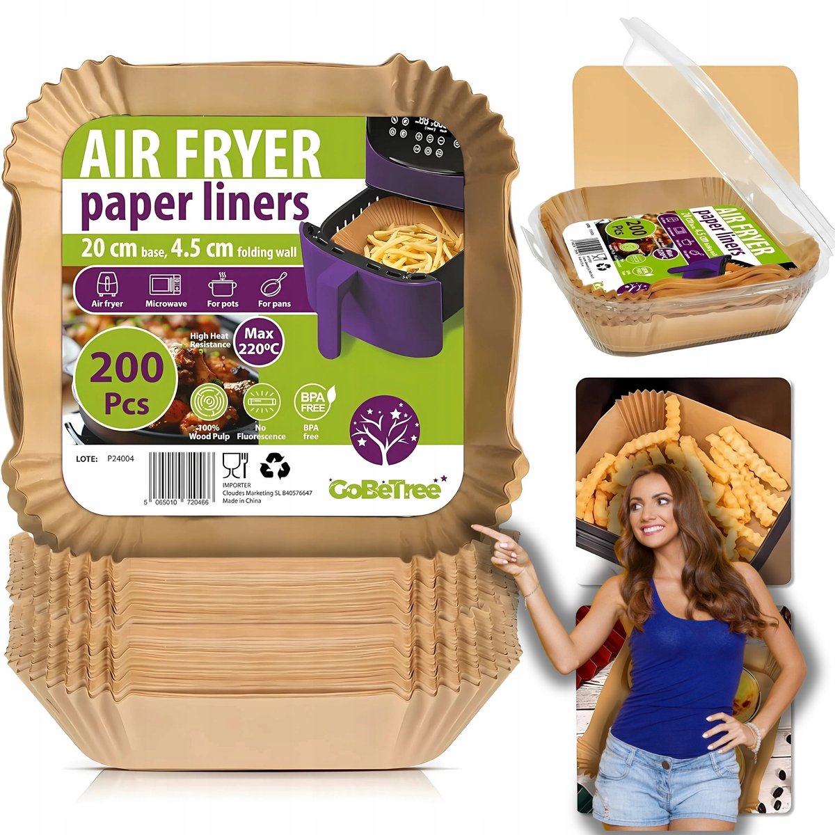 200x Airfryer Bakpapier - Rond 24cm - Antiaanbaklaag