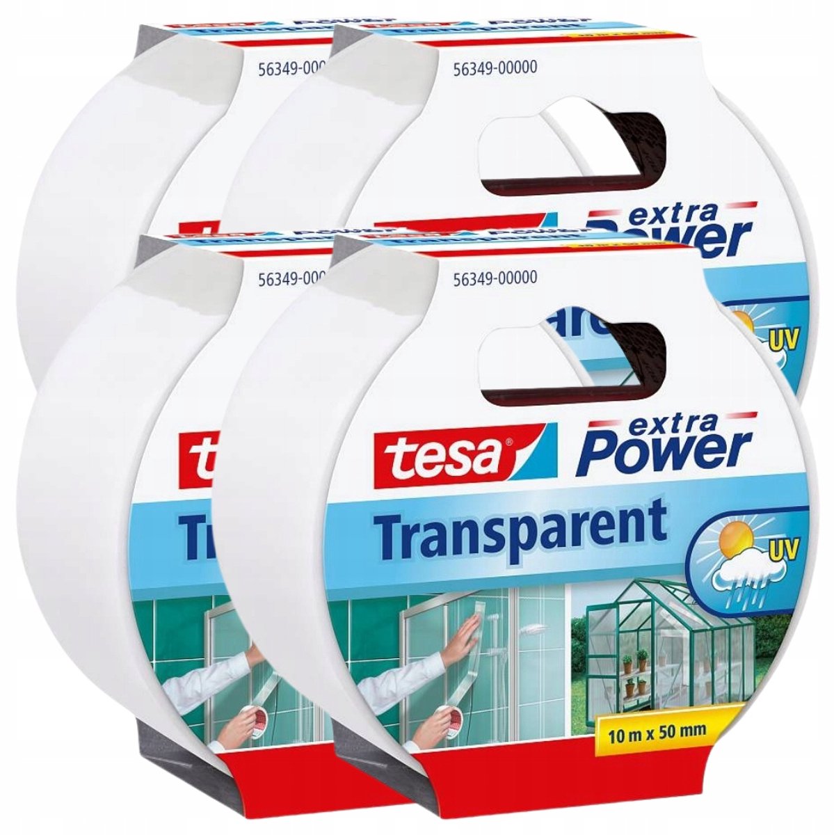 TESA Reparatietape Glasfolie 10m x 50mm - Transparant (4 stuks)