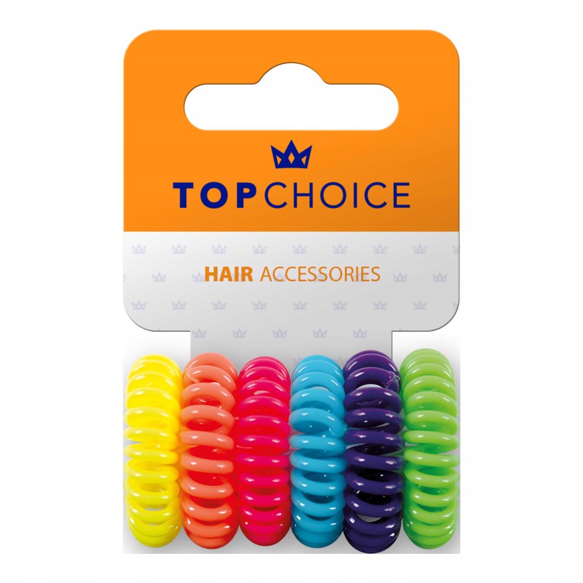 Top Choice Haar elastiekjes Spiraal 6 stuks Mix Kleuren