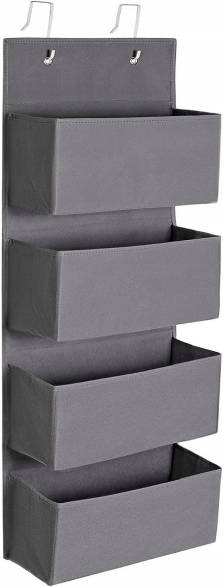 Hangende kledingorganizer met 4 vakken, grijs