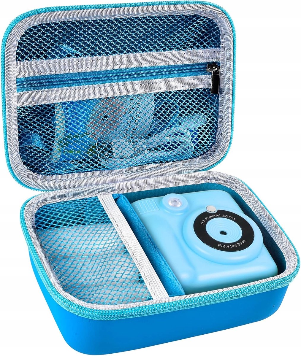 Merkloos Blauw Etui voor Kinder Camera's - Compact en Beschermend