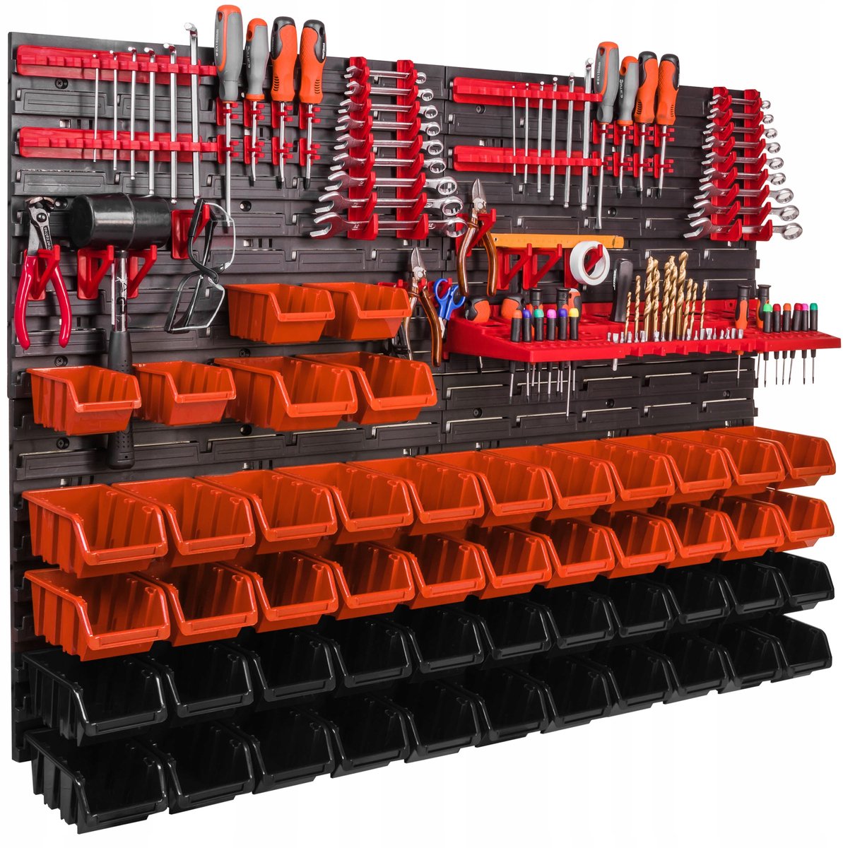 Gereedschapswand 115x78cm met 50 bakjes, garage rek