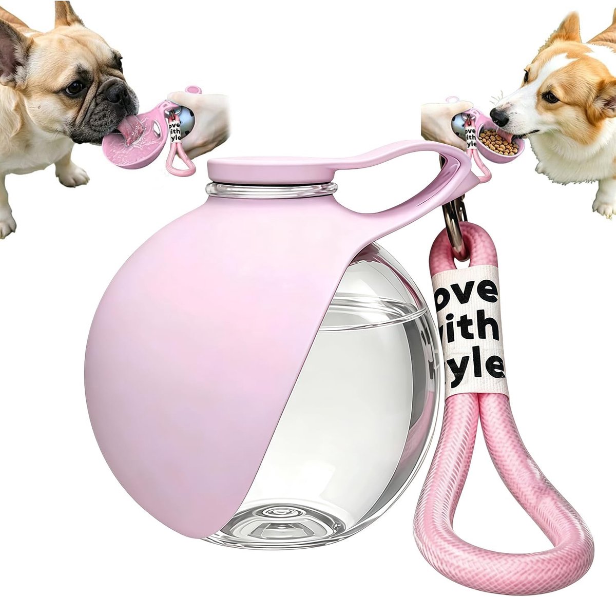 Draagbare waterfles voor honden 285 ml - siliconen en plastic - lekvrij - ideaal voor buiten wandelen - ShopVlot