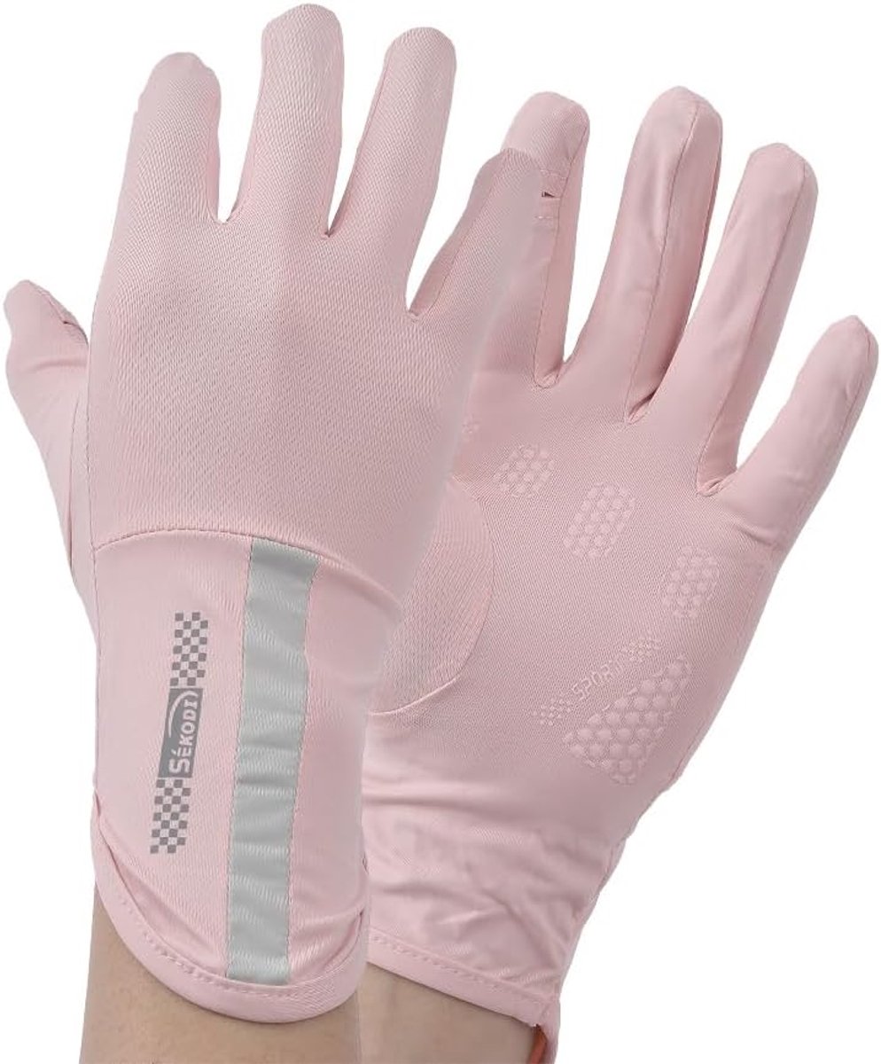 Zonbescherming handschoenen vrouwen - roze - elastisch - ademend voor zomer buitenactiviteiten - ShopVlot