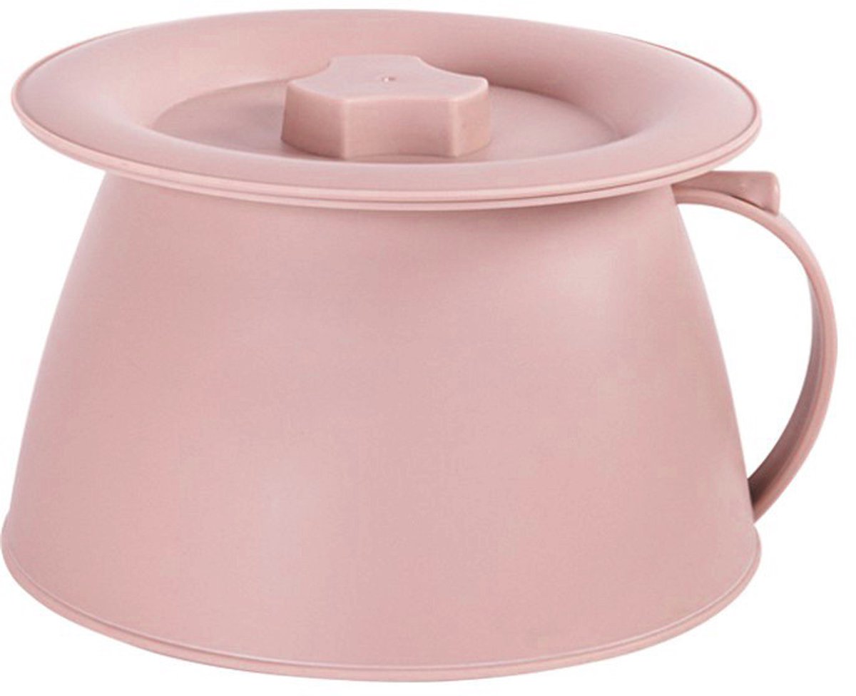 Kamerpot met handvat 1,5 liter, draagbare nachturinaal voor mannen en senioren, inclusief reinigingsborstel, geschikt voor thuis, kamperen en autoritten（roze）