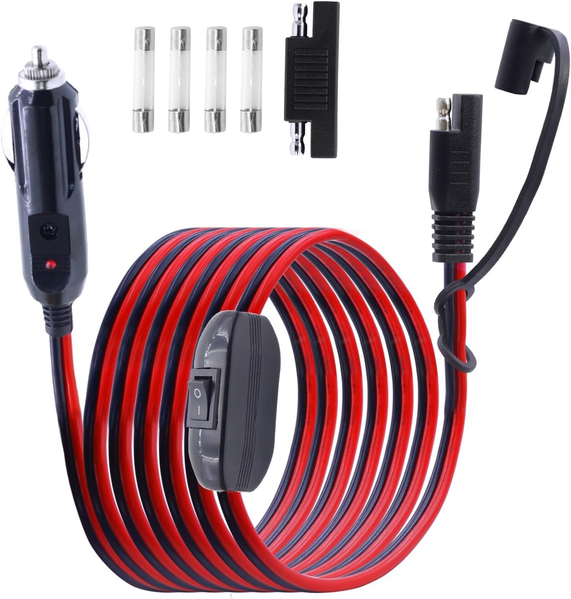 cigarette lighter to SAE cable with switch, 16AWG 12V charging cable with quick release SAE adapter and LED light For - ShopVlot