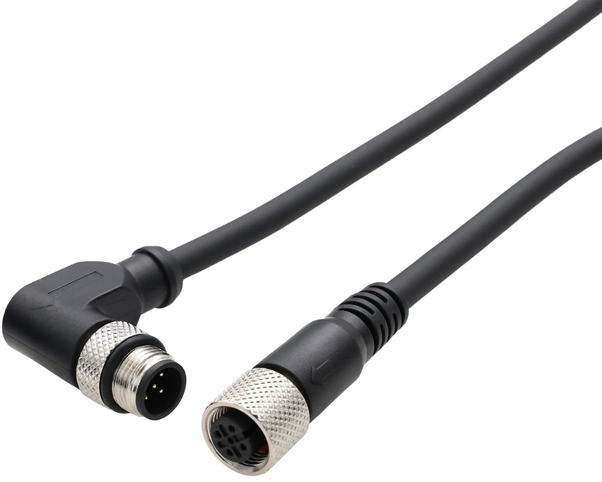HangTon shelving sensor shielded cable, M12 A-coded 5 pole hane right angle to 5 pole female for industrial control - ShopVlot