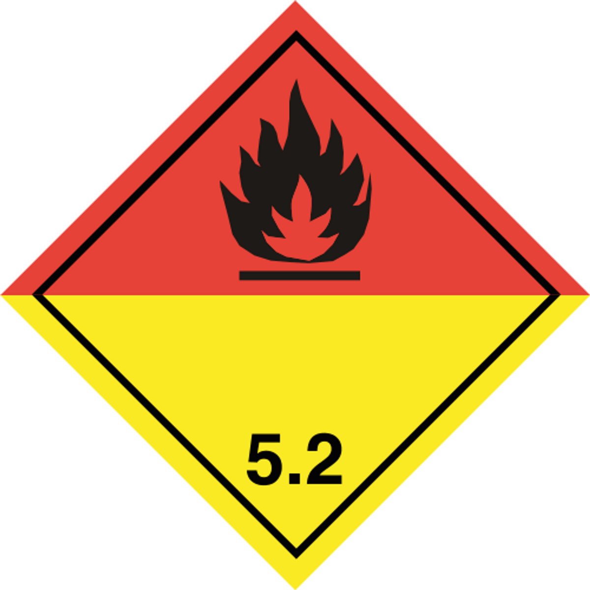 ADR 5.2 sticker organische peroxide 200x200 mm - vinyl - gevaarsetiket
