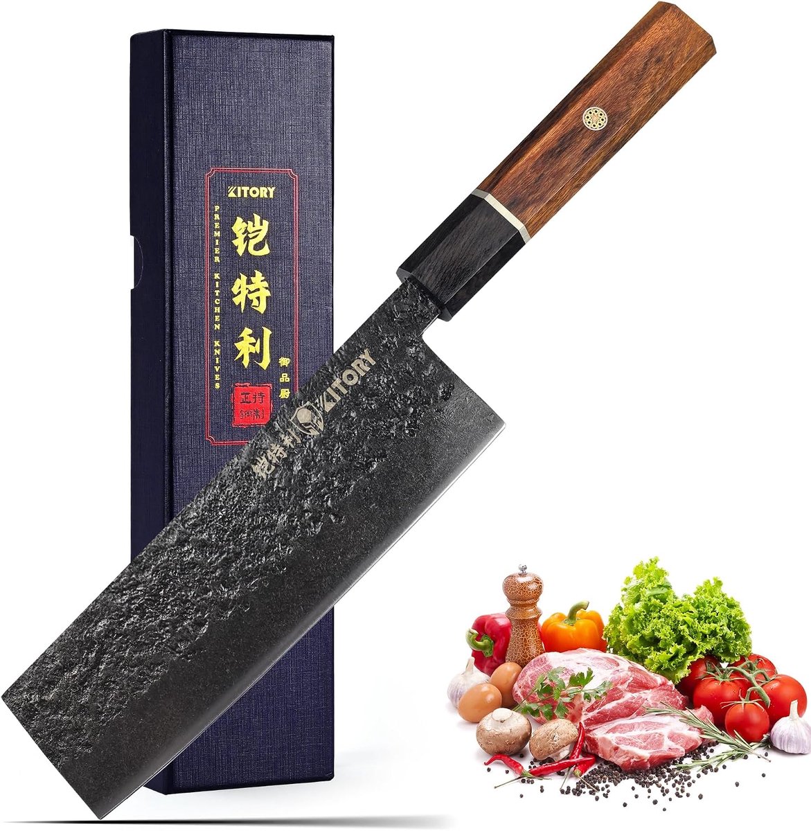 Nakiri & Usuba groentenmes 16,5 cm - scherp professioneel - elegante zwarte houten handgreep - ShopVlot