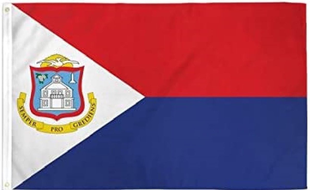 *** Great Sint Maarten Flag 90x150cm - Flag Sint Maarten - van Heble *** - ShopVlot