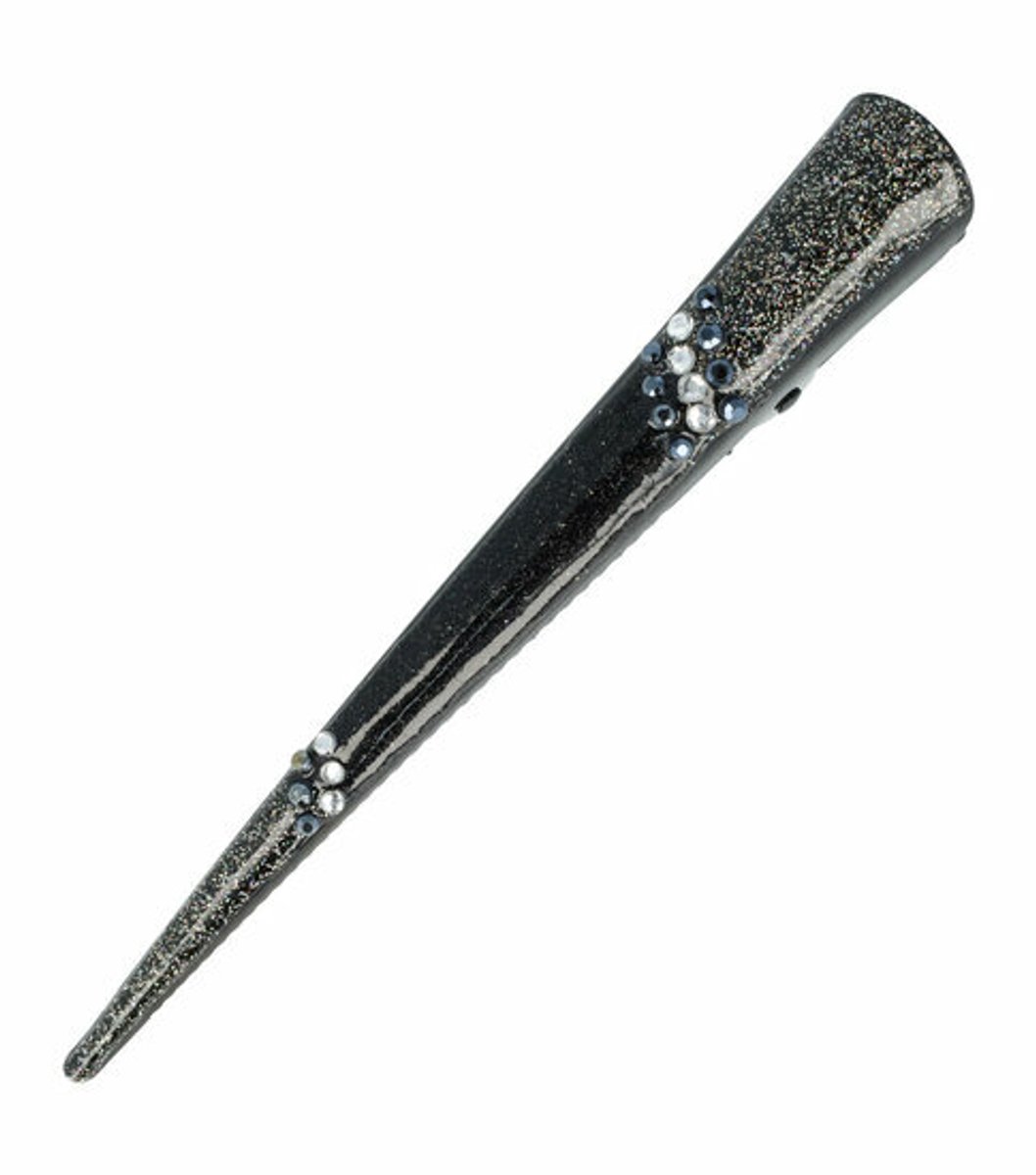 Haarsoires Haarspeld Duckklem 13cm – Basic – Glitter & Steentjes – Zilver Zwart - Sterke Haarclip voor Styling & Dagelijks Gebruik - Hair Clip - Decoratieve Haaraccessoire
