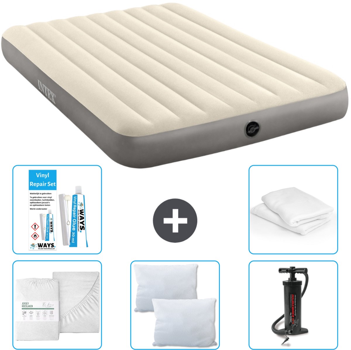 Intex Luchtbed - 2-Persoons - 152 x 203 x 25 cm - Beige - Inclusief Accessoires CB1