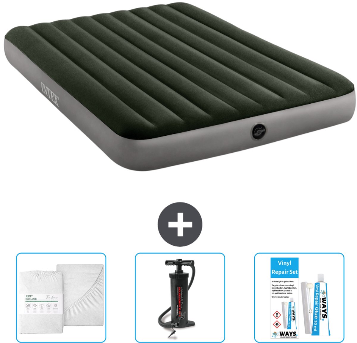 Intex Luchtbed - 2-Persoons - 152 x 203 x 25 cm - Groen - Inclusief Accessoires CB3