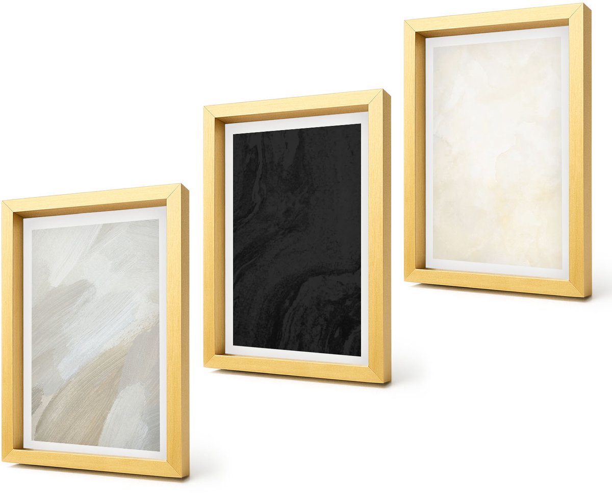 Coloray 4-Delige Schilderij Set - Structuren in verschillende tinten minimalisme - 20 x 30 cm - Wanddecoratie - Schilderijen Set - Kantoor - Interieur Decoratie