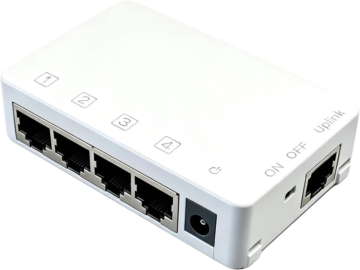 10Gtek PoE Extender, 1 in 4 out PoE Extender Support IEEE 802.3af/at with 10/100Mbps, Plug&Play - ShopVlot
