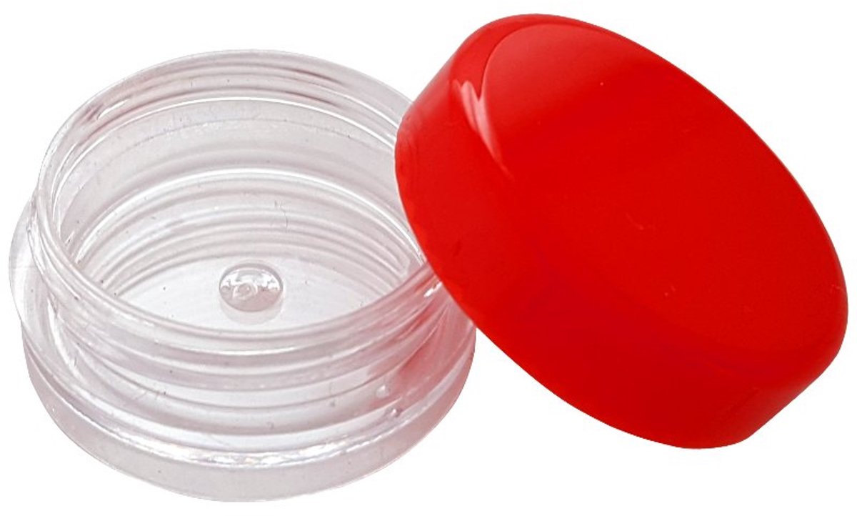 100x Potjes 5ml voor Nail Art - Transparant met Rode Deksel
