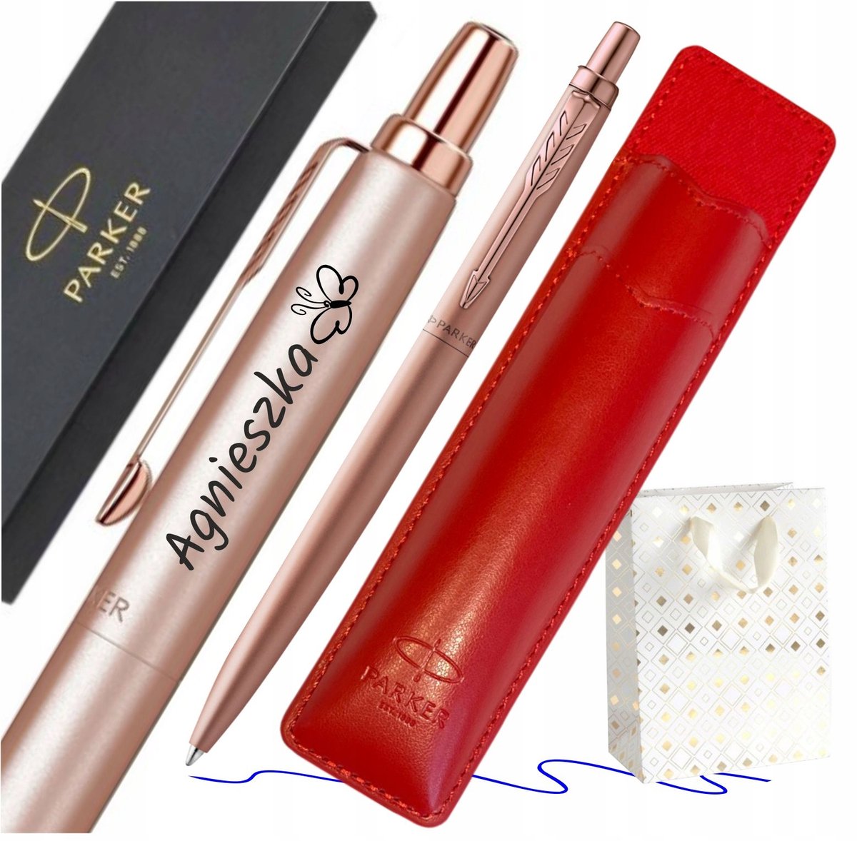 Parker Jotter XL Pink Gold Pen met Gravure & Rode Etui - Cadeau