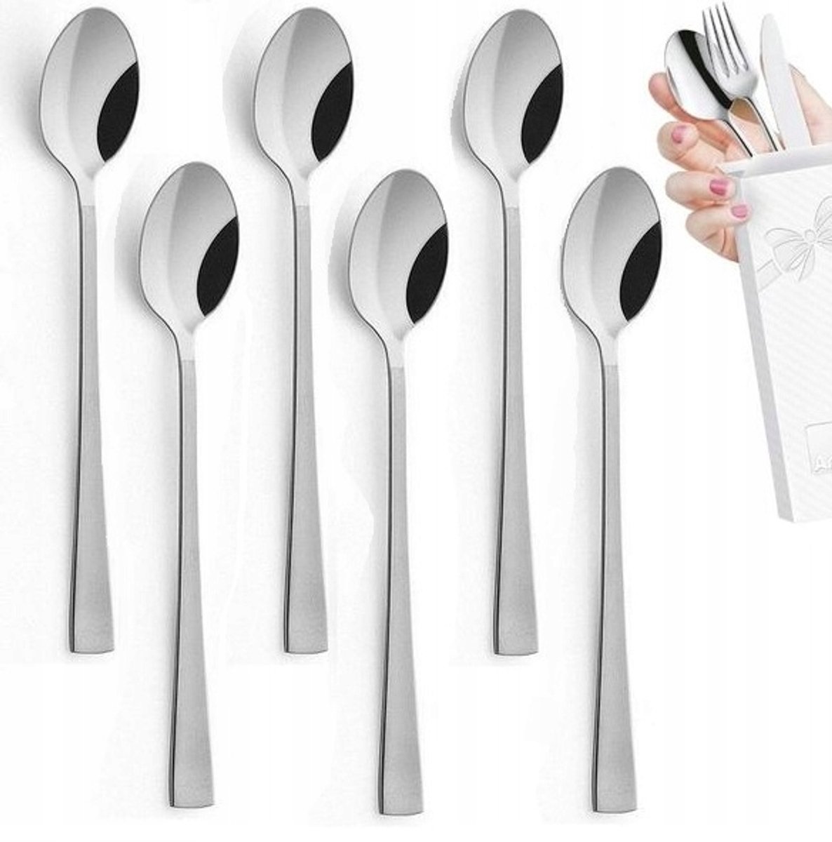 Amefa Atlantic Lange Lepels voor Latte, Cocktails & Desserts (6 stuks)