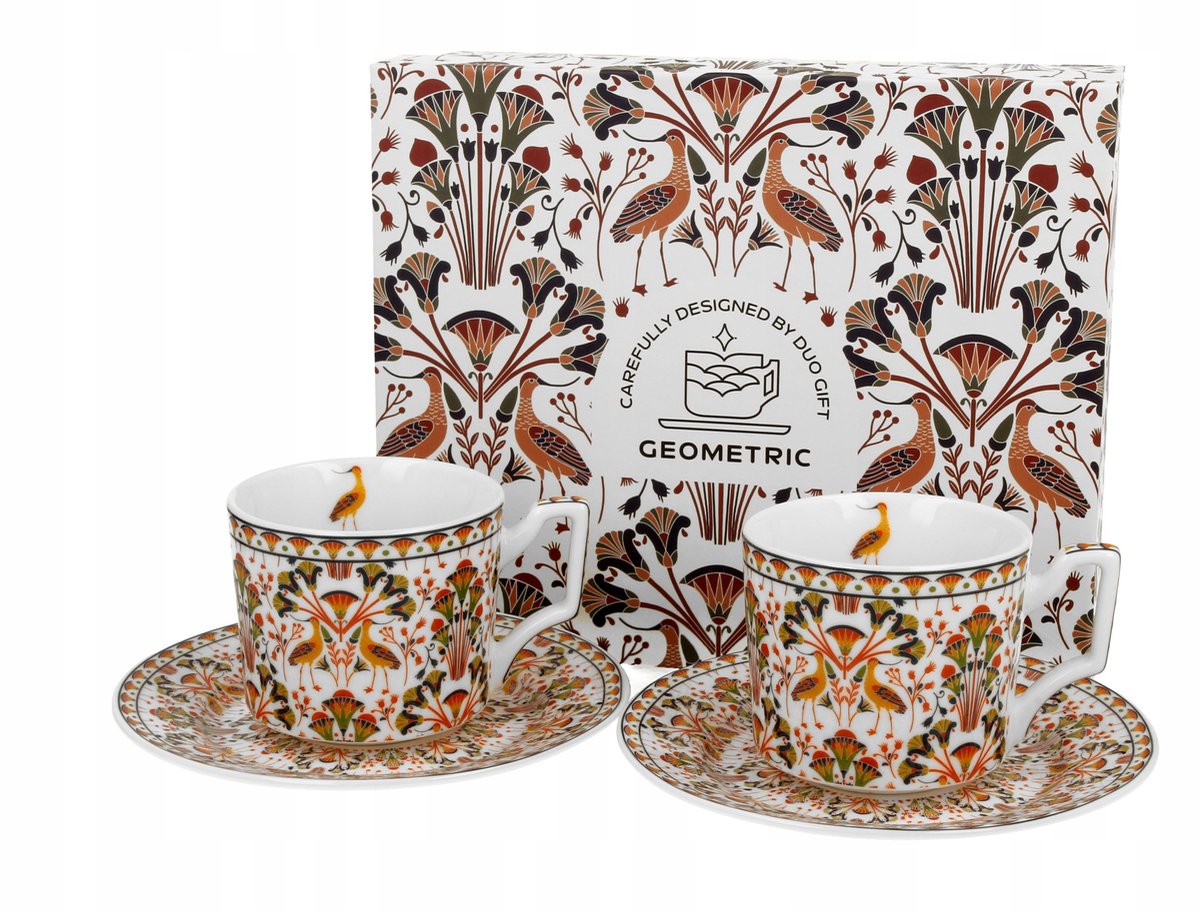 2x Espresso Kopjes met Schotels HERON - Porselein, 120ml