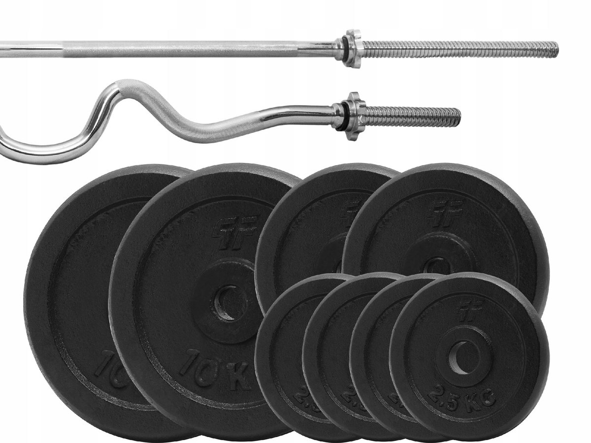 Krachtset 56kg: IJzeren Halterschijven & Stangen voor Krachttraining