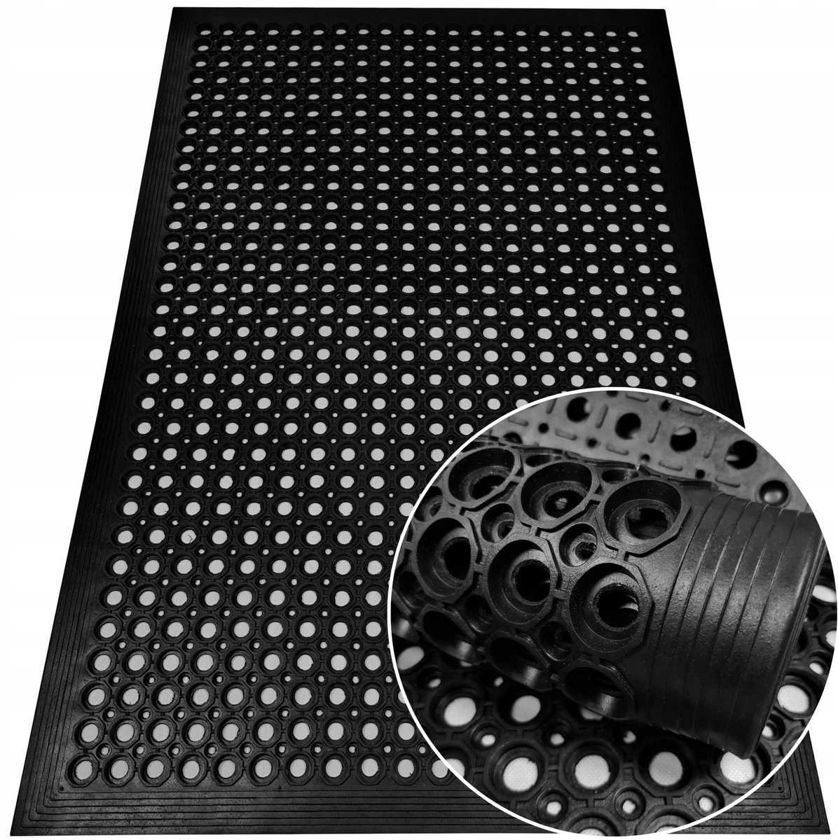 Merkloze Rubberen Buitenmat 90x150 cm met Anti-slip en Oprit