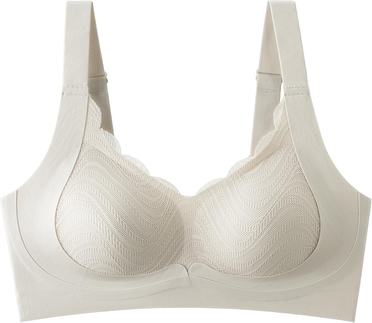 Seamless women's bra without underwire with lace - Smooth contoured cups with lace detail - ShopVlot