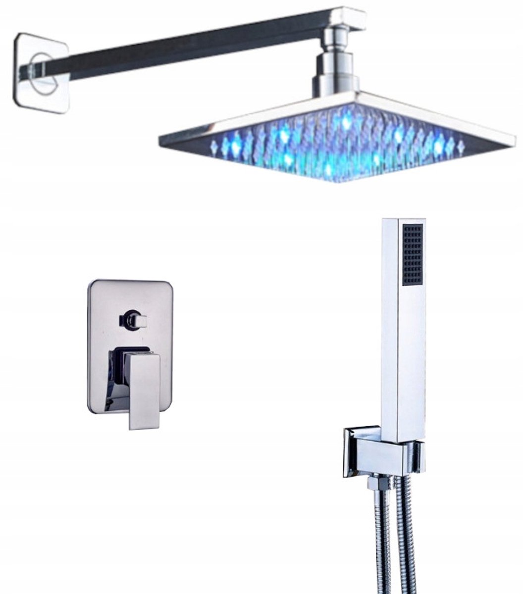 Merkloos Doucheset Inbouw 40cm Regendouche LED Chroom