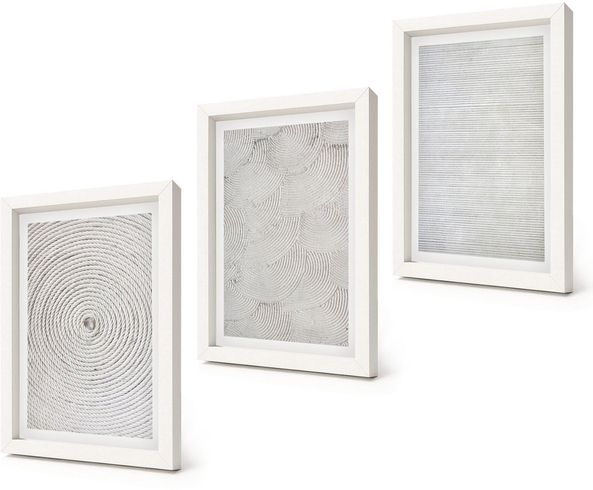 Coloray 3-Delige Schilderij Set - Geometrische kartonnen moderne patronen - 20x30 - Wanddecoratie - Muurdecoratie - Woonkamer - Stijlvolle Muurdecoratie