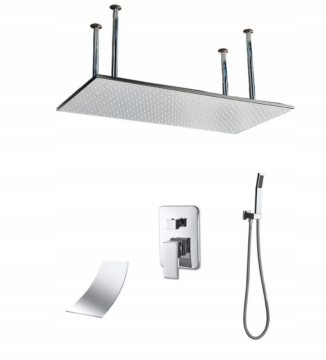 Merkloos Inbouw Doucheset met Regen- en Watervaluitloop, LED