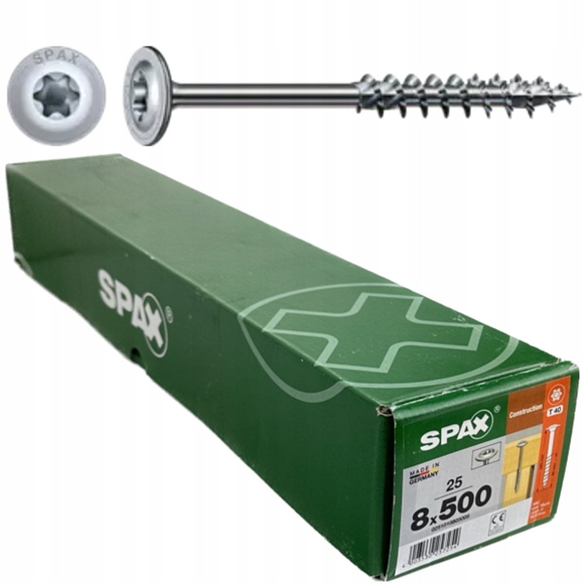 Spax houtbouw schroeven 8x500mm met WIROX coating - 25 stuks