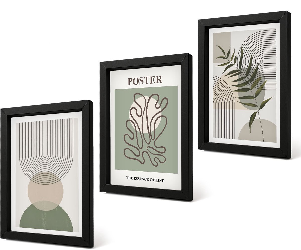 Coloray 4-Delige Schilderij Set - Geometrische abstracte botanische patronen poster - 20 x 30 cm - Muurdecoratie - Decoratieve Schilderijen - Wohnzimmer - Woonkamer Decoratie