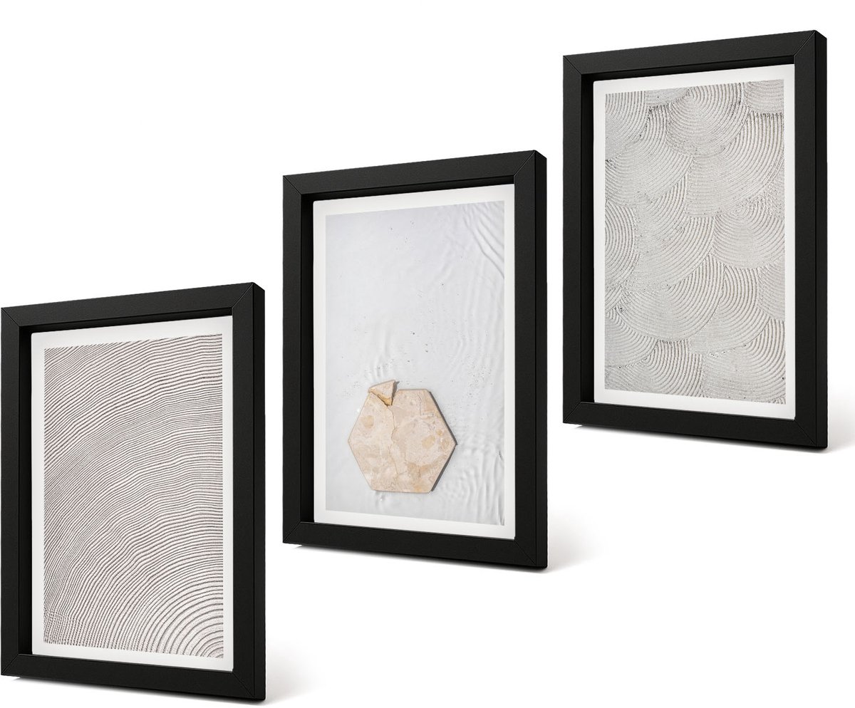 Coloray 4-Delige Schilderij Set - Lichte texturen op zand in boho-stijl, subtiel - 20 x 30 cm - Wanddecoratie - Moderne Interieurdecoratie - Moderne Wanddecoratie
