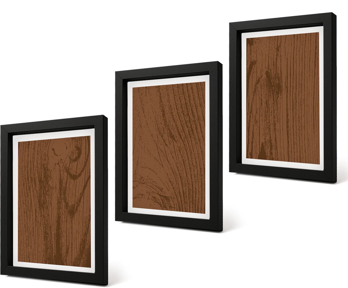 Coloray 4-Delige Schilderij Set - Houtpatroon, boomschorsstructuur, minimalisme - 20 x 30 cm - Muurdecoratie - Wanddecoratie - Slaapkamer - Interieur Decoratie
