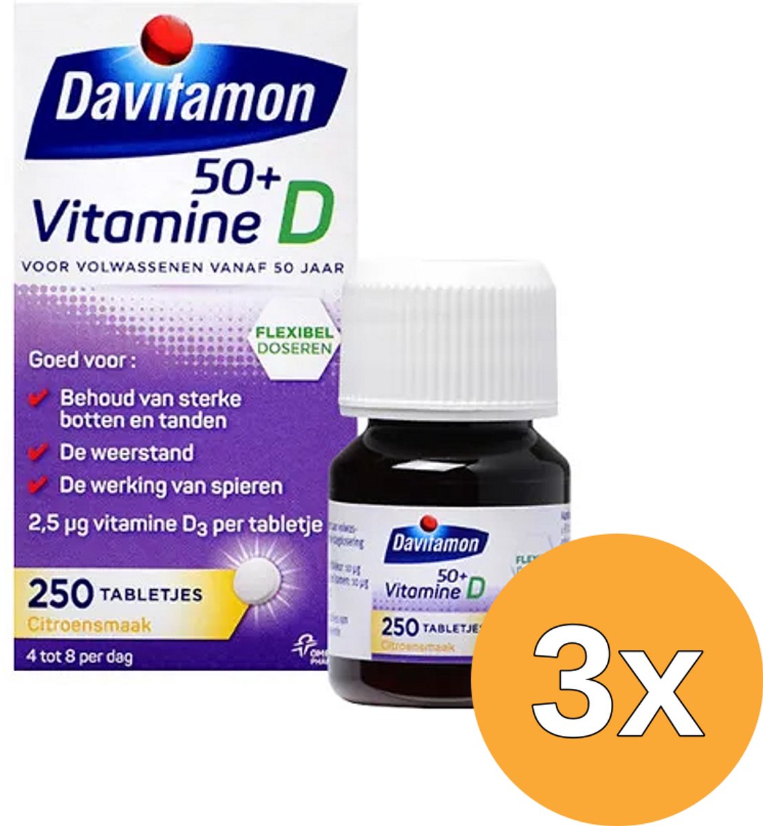 3x Davitamon Vitamine D 50+ (250 tabletten)