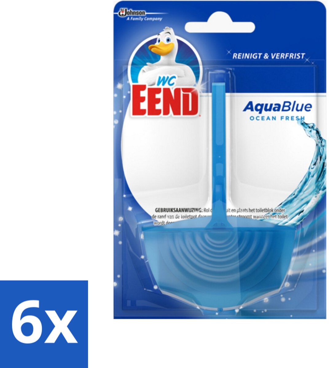 6 x WC Eend - Aqua Blue - Toiletblok - Kleurt Water Blauw & Verfrist - 40 gr - Toiletblok - Toilet Schoonmaken - Fris Toilet - Blauw Spoelwater - Wc Reiniging