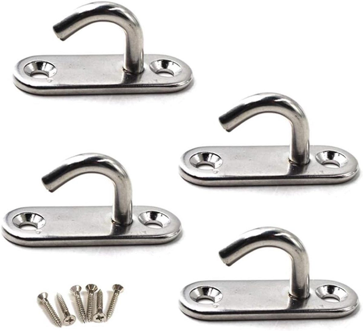 Wandhaak M8 - 304 Rvs - Inclusief 4 schroeven - Geschikt voor yoga touw - ShopVlot