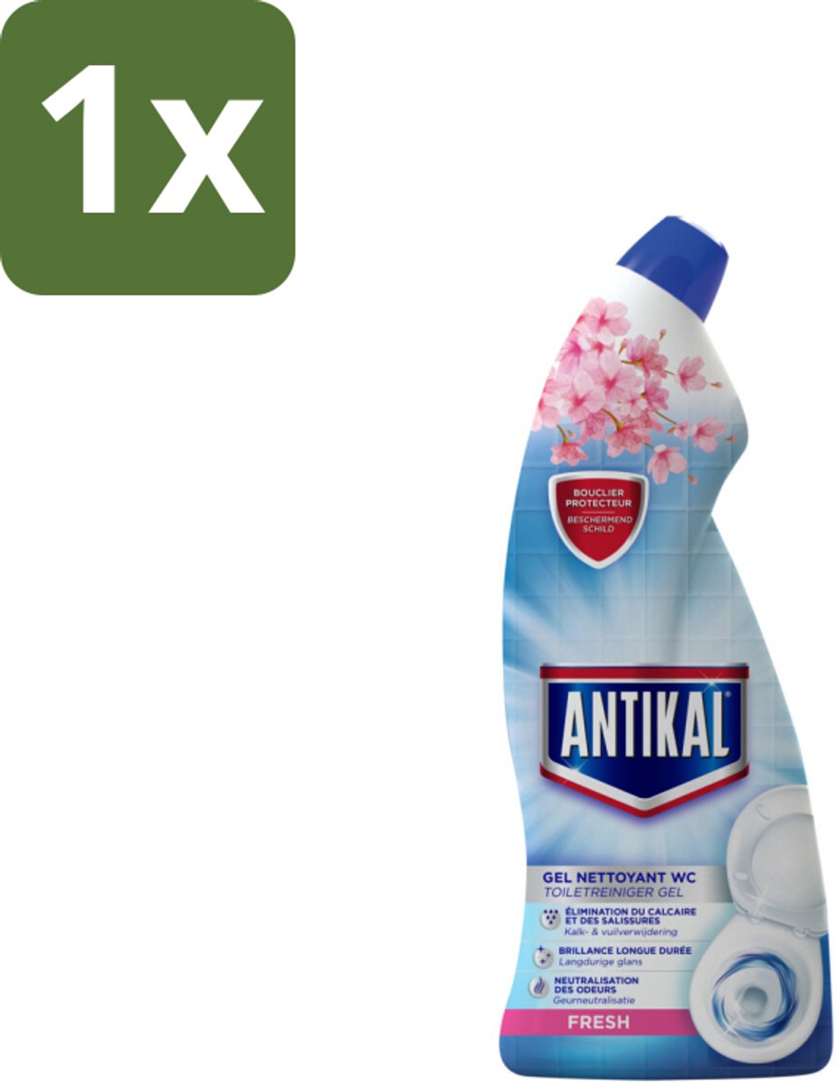 1 x Antikal Fresh - Toiletreiniger - Kalkverwijderend - Verfrissende Geur - 750 ml - Toiletreiniger - Kalkverwijderend - WC Gel - Frisse Geur - Hygiëne Toilet