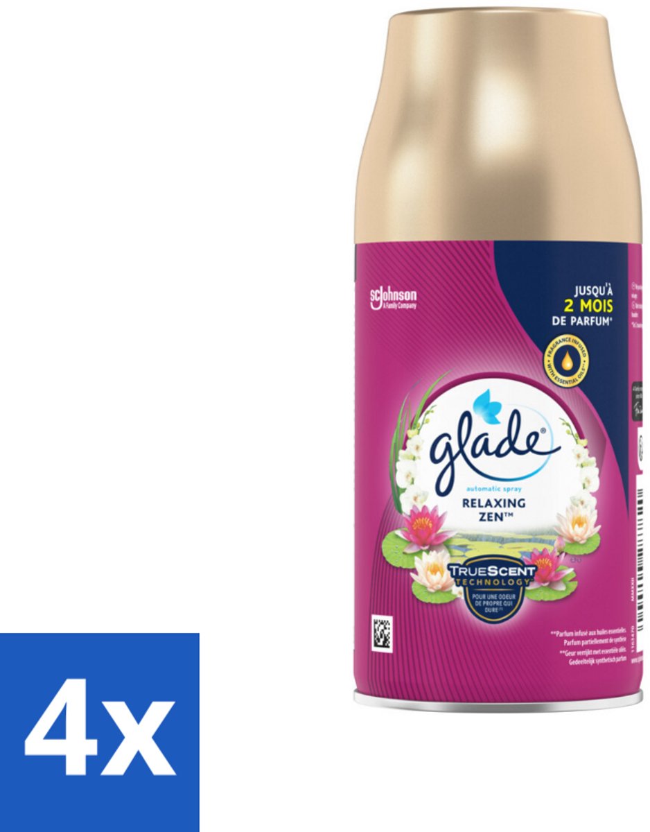 4 x Glade - Navulling Automatische Spray - Relaxing Zen - 269 ml - Glade Automatische Spray - Geurnavulling - Relaxing Zen - Ontspannende Geur - Appelgeur