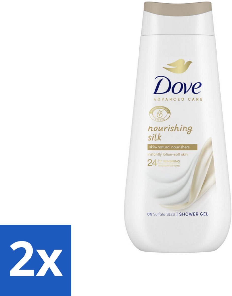 2 x Dove Douchecrème - Nourishing Silk - 225 ml - Douchecrème - Dove - Hydratatie - Droge Huid - Voeding