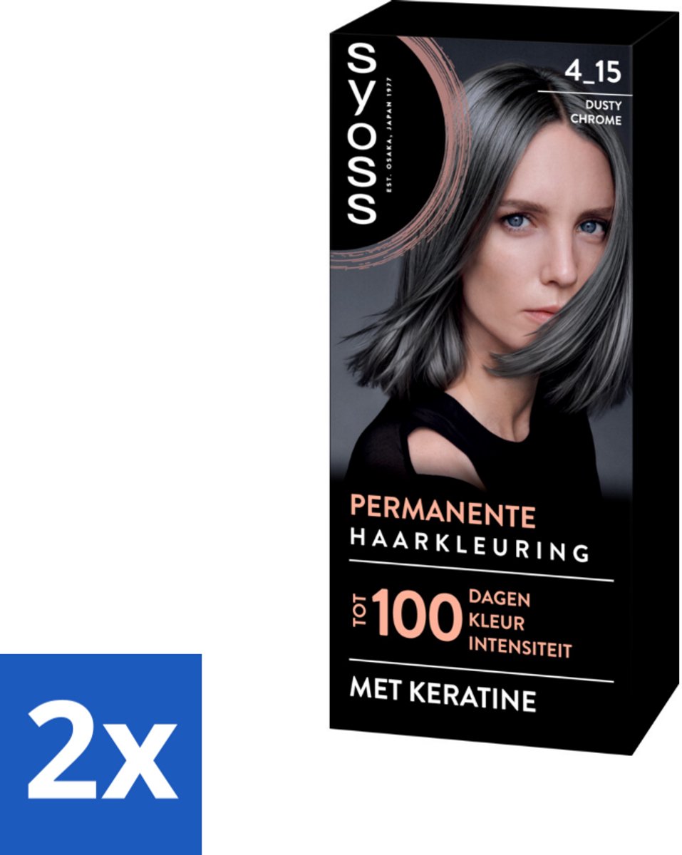 2 x SYOSS - Coloration 4-15 Dusty Chrome - Haarverf - Grijsdekking - Vermindert Haarbreuk - Permanente Haarkleuring - Haarkleur - Blond - Grijsdekking - Keratine