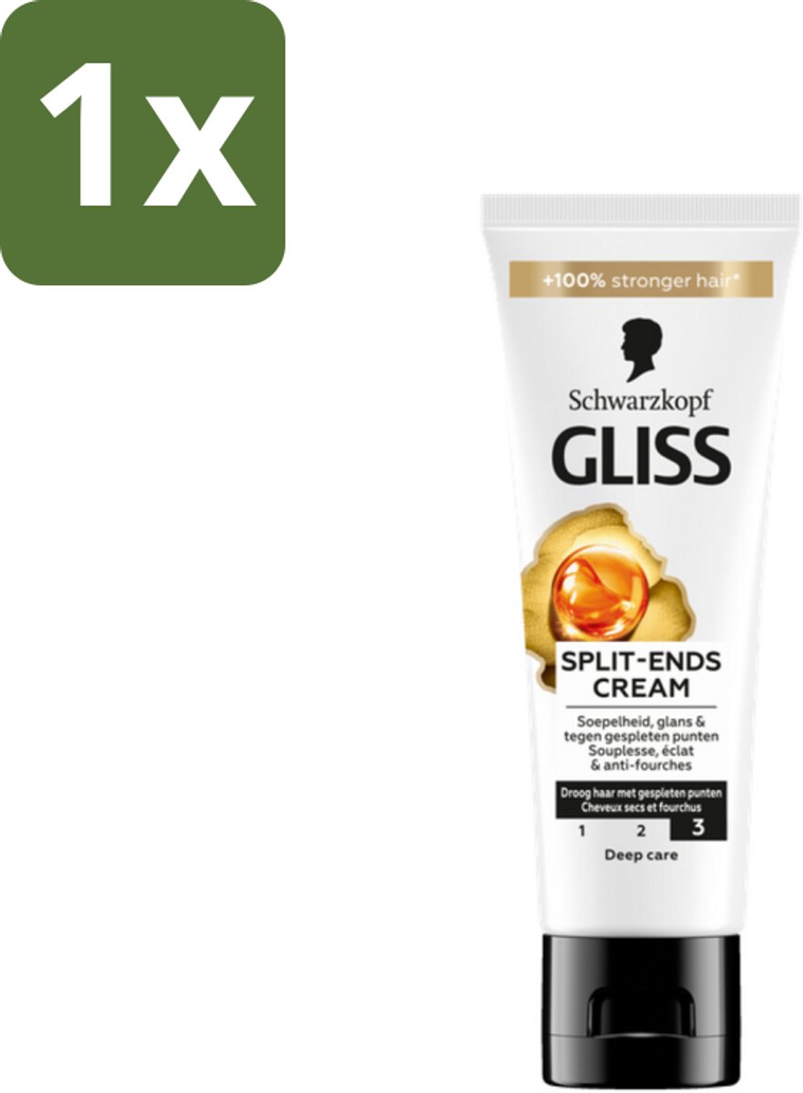 1 x Gliss - Split-Ends Cream - Tegen Gespleten Haarpunten - 50 ml - Gespleten Haarpunten - Haarverzorging - Haarbreuk - Haarstructuur - Leave-in Crème