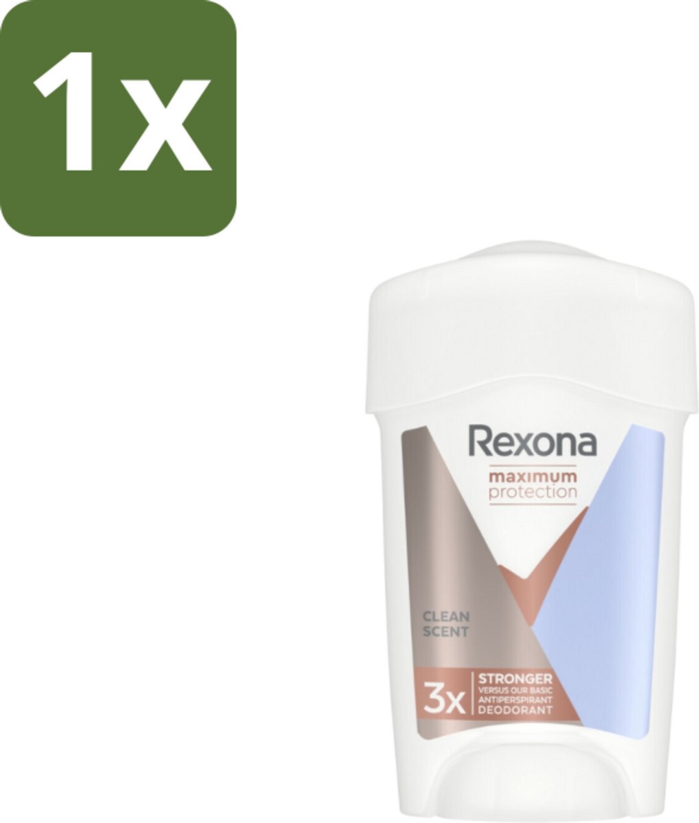 1 x Rexona - Deodorant Stick - Women Maximum Protection Clean Scent - Anti-transpirant - 45 ml - Anti-transpirant Stick - Zweetbestendig - Frisheid - Zweetgeur - Defence+ Technologie